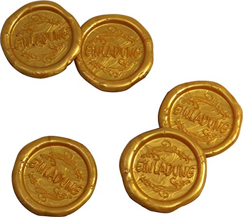 25 Stück fertige Siegelaufkleber Einladung Gold Ø 27 mm Siegelsticker Siegel von UDIG