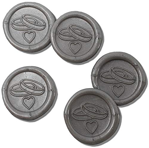 Udig.de 25 Stück fertige Siegelaufkleber Eheringe Herz perlsilber Ø 27 mm Siegelsticker Udig.de 25 Stück fertige Siegelaufkleber Eheringe Herz perlsilber Ø 27 mm Siegelsticker von UDIG