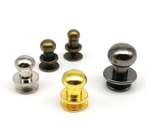 UDJKSHAL Schrauben, Nieten, Buchbindernieten, massives Messing, Kupfer, runder Kugelkopf, Ledertasche, Geldbörse, Geldbörse, Gürtel, Riemen, Schraubverschluss(Gun Black,6mm) von UDJKSHAL