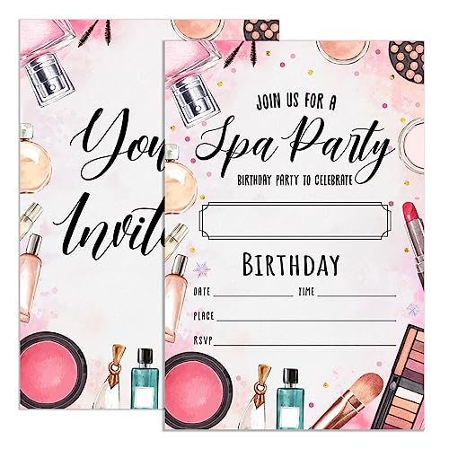 UDNADKEX Spa Geburtstag Einladungen für Mädchen Kinder mit Umschlägen, Einladungskarten für Spa Make-up Geburtstag Party Rosa, Spa Day Party Einladung, 10,2 x 15,2 cm 20 Stück UDNADKEX Spa Geburtstag Einladungen für Mädchen Kinder mit Umschlägen, Einladungskarten für Spa Make-up Geburtstag Party Rosa, Spa Day Party Einladung, 10,2 x 15,2 cm 20 Stück von UDNADKEX