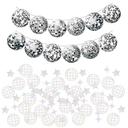 100 Stück Disco Confetti Und 1 Stück Verfeinerungsflagge, Glänzende Ornamente, Party -Szenen -Arrangement, Retro -Partyzubehör. von UDNFHL