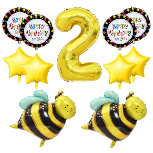 UDNFHL 1 Nummer 2 Ballon Und 10 Stücke Bienenstallons, Geburtstagsfeierdekorationen, Kreative Lustige Dekorationen. von UDNFHL