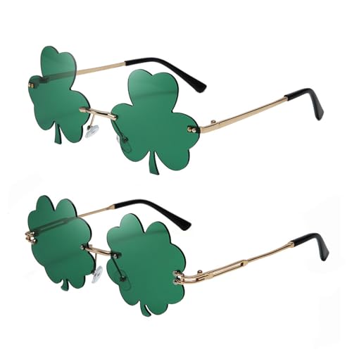 UDNFHL 2 Stücke Blattförmiger Gläser, Kreative Designgläser, Rahmenlose Sonnenbrille, Party-Dressing-Vorräte, Kleidungszubehör. von UDNFHL