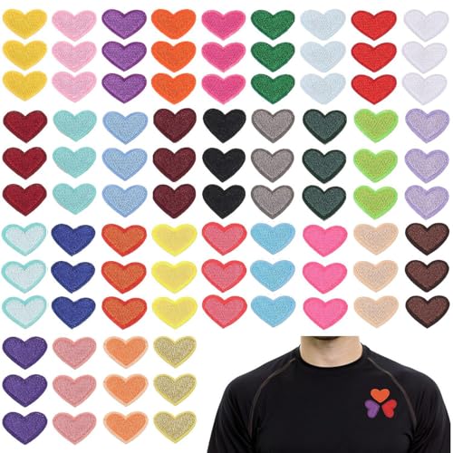 UDNFHL 93 Stücke Von Mini Herzförmigen Stoffflecken, Reparaturen Von Kleidung, Einfache Dekorative Stoffflecken, Die In Kleidung, Taschen Und Hüten Verwendet Werden Können. von UDNFHL