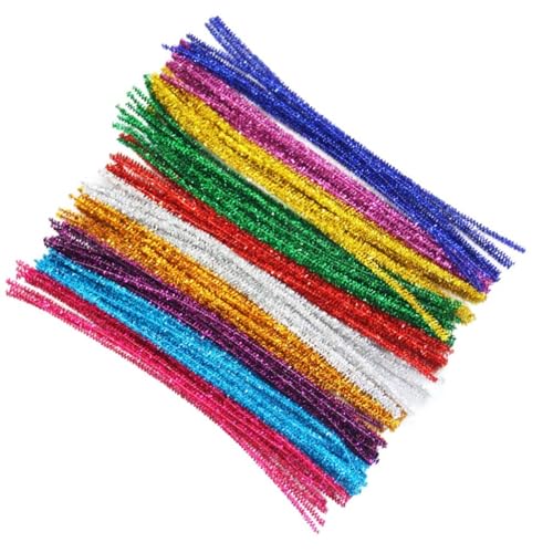 Pailletten zum Basteln für Kinder, 0,5 x 30 cm, glitzernde PET-Chenille-Stiele in verschiedenen Farben (12 Beutel mit je 10 Stück), funkelnde, biegbare Drähte für Heimwerker, Kinderprojekte von UDNUYFGZ