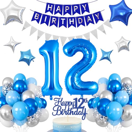 12.Geburtstag Dekoration,12 geburtstag Junge Blau,Geburtstagsdeko 12 jahre Junge,Luftballons 12.geburtstag Happy Birthday Girland Ballon 12 Deko zum Geburtstags, Geburtstagsdeko Jungen 12 Jahr 12.Geburtstag Dekoration,12 geburtstag Junge Blau,Geburtstagsdeko 12 jahre Junge,Luftballons 12.geburtstag Happy Birthday Girland Ballon 12 Deko zum Geburtstags, Geburtstagsdeko Jungen 12 Jahr von UDRKFOPK