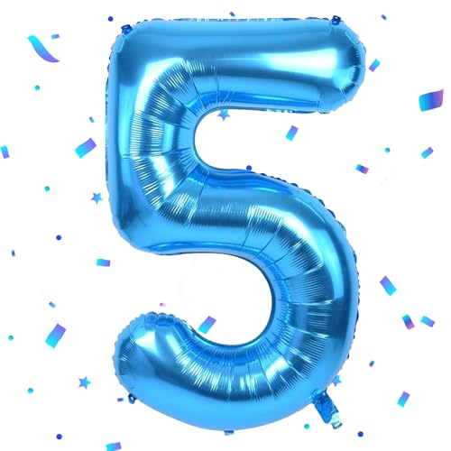 Blau Luftballon 5 - 40 Zoll Folienballon, 101cm Zahlenballon, Helium Ballon für 5 Jahre Geburtstagsdeko Kinder Mädchen Junge Blau Luftballon 5 - 40 Zoll Folienballon, 101cm Zahlenballon, Helium Ballon für 5 Jahre Geburtstagsdeko Kinder Mädchen Junge von UDRKFOPK