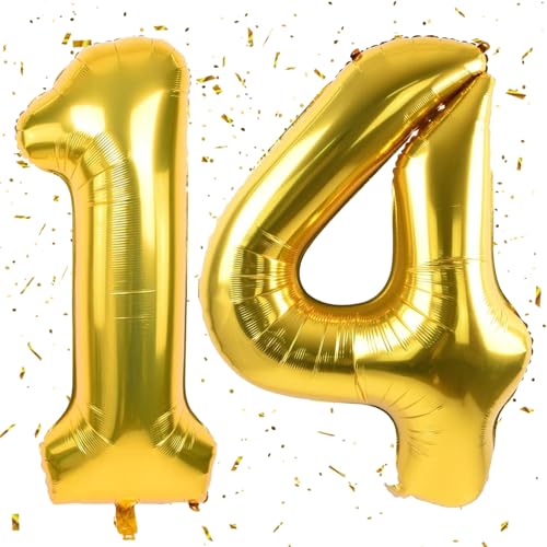 Golden Luftballon 14,Zahlen Luftballon Golden,40 Zoll Folienballon 1&4,Golden Zahlenballon 14 Helium Ballon Luftballon 14 Geburtstag für 14th Geburtstagsdeko Mädchen Junge Jubiläum Party Deko Golden Luftballon 14,Zahlen Luftballon Golden,40 Zoll Folienballon 1&4,Golden Zahlenballon 14 Helium Ballon Luftballon 14 Geburtstag für 14th Geburtstagsdeko Mädchen Junge Jubiläum Party Deko von UDRKFOPK