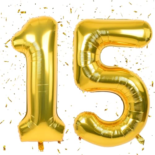 Golden Luftballon 15,Zahlen luftballons,40 Zoll Folienballon 15,101cm Zahlenballon 15 Helium Ballon luftballons 15 Geburtstag für Geburtstagsdeko Kinder Mädchen Junge Golden Luftballon 15,Zahlen luftballons,40 Zoll Folienballon 15,101cm Zahlenballon 15 Helium Ballon luftballons 15 Geburtstag für Geburtstagsdeko Kinder Mädchen Junge von UDRKFOPK