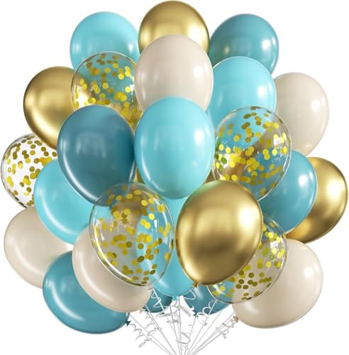 Luftballons Geburtstag Blau,60pcs 12 Zoll Luftballons Teal Blau Beige Luftballons,Metallic Gold Konfetti Ballons Sand Weiß Latexballons für Hochzeit Verlobung Taufe Baby Shower Party Deko Luftballons Geburtstag Blau,60pcs 12 Zoll Luftballons Teal Blau Beige Luftballons,Metallic Gold Konfetti Ballons Sand Weiß Latexballons für Hochzeit Verlobung Taufe Baby Shower Party Deko von UDRKFOPK