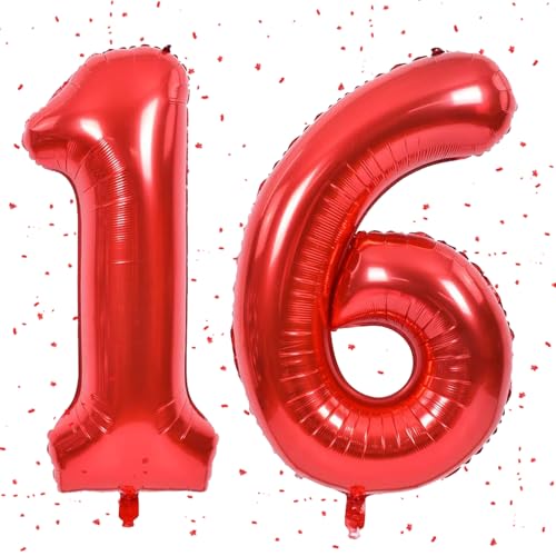 Rot Luftballon 16,Zahlen Luftballon Rot,40 Zoll Folienballon 1&6,Zahlenballon 16 Helium Ballon Luftballon 16 Geburtstag für 16th Geburtstagsdeko Mädchen Junge Jubiläum Party Deko Rot Luftballon 16,Zahlen Luftballon Rot,40 Zoll Folienballon 1&6,Zahlenballon 16 Helium Ballon Luftballon 16 Geburtstag für 16th Geburtstagsdeko Mädchen Junge Jubiläum Party Deko von UDRKFOPK