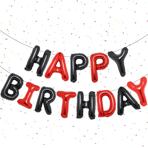 UDRKFOPK Happy Birthday Ballon Girlande,16 Zoll Schwarz Rot Folie Happy Birthday Folienballon Luftballon Geburtstagsballon Banner Party Dekorationen Geburtstagsparty Folienballons Gute zum Geburtstag UDRKFOPK Happy Birthday Ballon Girlande,16 Zoll Schwarz Rot Folie Happy Birthday Folienballon Luftballon Geburtstagsballon Banner Party Dekorationen Geburtstagsparty Folienballons Gute zum Geburtstag von UDRKFOPK