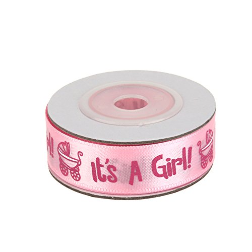 UEB 10 m/Rolle Satinband mit Buchstaben It's a Boy/Girl Geschenkband für Taufe Baby Shower (Rosa) von Demiawaking