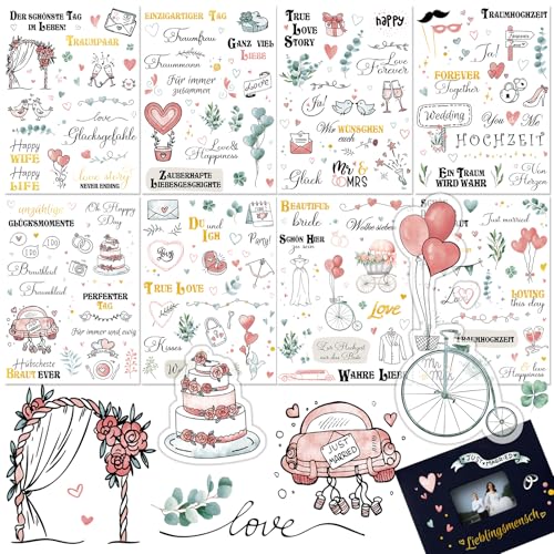 Sticker Hochzeit Gästebuch 8 Bögen, Lustige Sprüche Sticker für Fotoalbum Hochzeit Sticker Hochzeitsalbum mit viel Liebe, Scrapbook Aufkleber Hochzeit Gästebuch Lustig Hochzeitgästebuch Deko Sticker Hochzeit Gästebuch 8 Bögen, Lustige Sprüche Sticker für Fotoalbum Hochzeit Sticker Hochzeitsalbum mit viel Liebe, Scrapbook Aufkleber Hochzeit Gästebuch Lustig Hochzeitgästebuch Deko von UEOTO