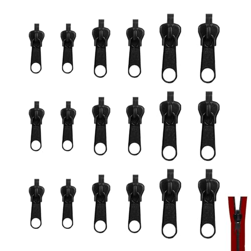 18 Stück Reisverschluss-Reparaturset Jacke, Universal Reißverschluss Reparatur Set Abnehmbare 3 Größen Reißverschluss Schieber Ersetzen für Kleidung Rucksack Gepäck Schlafsack von UEPOA