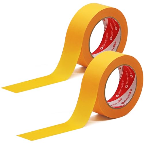 UEPOA Goldband 24 mm x 50 m, 2 Rollen Malerband Abklebeband Malertape Profi-Kreppband und Abdeckband Malerkrepp aus Washi Tape Klebeband Malerarbeiten von UEPOA