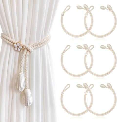 Vorhang Raffhalter, 6 Stück Boho Gardinenhalter Raffhalter für Vorhänge Handgestrickte Baumwolle Vorhanghalter für Haus Office Wohnzimmer Schlafzimmer, Beige Vorhang Raffhalter, 6 Stück Boho Gardinenhalter Raffhalter für Vorhänge Handgestrickte Baumwolle Vorhanghalter für Haus Office Wohnzimmer Schlafzimmer, Beige von UEPOA