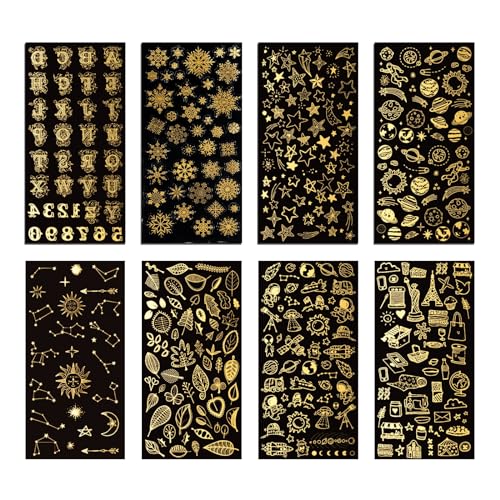 Aufkleber Set Gold Sticker Selbstklebend Verschiedene Muster Wasserdichte Scrapbooking Aufkleber Aesthetic Dekorativ Papier Zubehör Stern Sternbild Aufkleber von UESDU