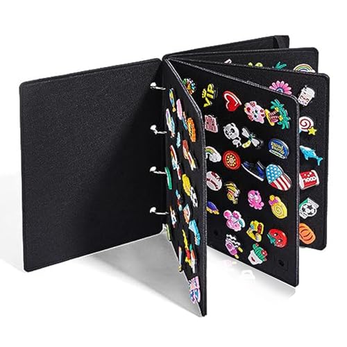 UESDU Schuhanhänger-Organizer, Charms, Aufbewahrung, Booklet, 120 Löcher, Anstecknadel, Vitrine, Sammlungsbuch, Schuhanhänger, Ohrringe, Schmuck-Präsentationshalter in Schwarz UESDU Schuhanhänger-Organizer, Charms, Aufbewahrung, Booklet, 120 Löcher, Anstecknadel, Vitrine, Sammlungsbuch, Schuhanhänger, Ohrringe, Schmuck-Präsentationshalter in Schwarz von UESDU