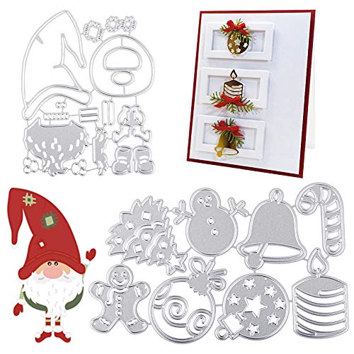 UFLF 2 Set Weihnachten Stanzschablonen Weihnachtsmann Stanzen Schneemann Metall Prägeschablonen Stanzformen Cutting Dies für DIY Scrapbooking Karten Handwerk Geschenk Homedeko von UFLF