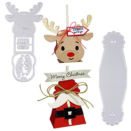 UFLF 2 Stück Stanzschablonen Weihnachten Geschenkbox Stanze Box Metall Prägeschablonen Stanzformen Cutting Dies für DIY Scrapbooking Karten Handwerk Geschenk Homedeko von UFLF