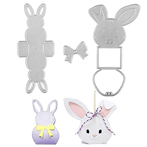 UFLF 2 Stücke Ostern Stanzschablonen Geschenkbox Hase Box Stanzen Klein Süßigkeitenbox Metall Prägeschablonen Stanzformen Cutting Dies für DIY Scrapbooking Karten Handwerk Geschenk Homedeko von UFLF