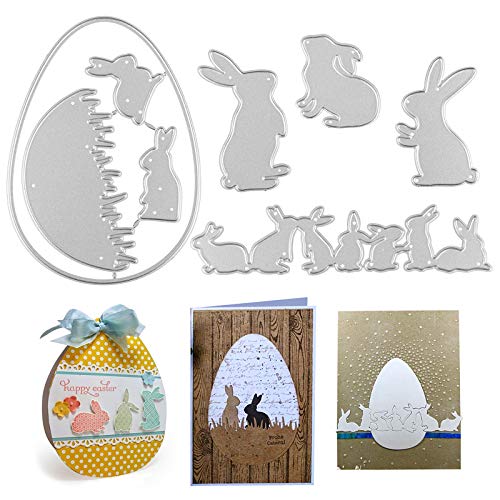 UFLF 5 Stücke Ostern Stanzschablonen Hase Ei Stanzen Metall Prägeschablonen Stanzformen Cutting Dies für DIY Scrapbooking Karten Handwerk Geschenk Homedeko von UFLF