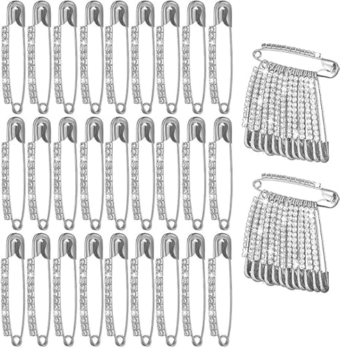 26er silbrig-Brosche-Set mit Diamant-Design Strass Sicherheitsnadeln (Silber) von UFOVAOK
