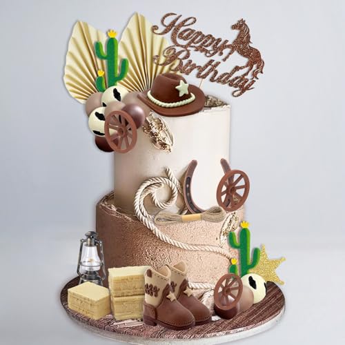 UFROMSKY Cowboy-Kuchenaufsatz, Westernhut und Stiefel, Cupcake-Topper mit Kugeln, Kaktus und Hufeisen, Dekorationen für Cowboy-Thema, Geburtstagsparty, Babyparty, Zubehör, 44 Stück UFROMSKY Cowboy-Kuchenaufsatz, Westernhut und Stiefel, Cupcake-Topper mit Kugeln, Kaktus und Hufeisen, Dekorationen für Cowboy-Thema, Geburtstagsparty, Babyparty, Zubehör, 44 Stück von UFROMSKY