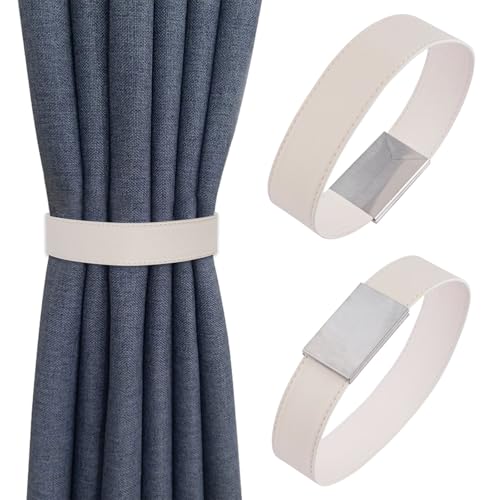 UFURMATE Magnetische Vorhang-Raffhalter, 2 Stück, schlicht, beige, Vorhanghalter, Leder, elegante Vorhang-Raffhalter, Zubehör für Dekoration UFURMATE Magnetische Vorhang-Raffhalter, 2 Stück, schlicht, beige, Vorhanghalter, Leder, elegante Vorhang-Raffhalter, Zubehör für Dekoration von UFURMATE