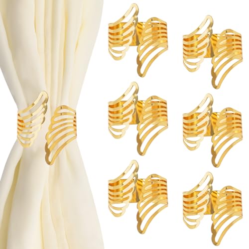 UFURMATE Vorhang-Raffhalter, Metall, dekorativ, goldfarben, hohle Flügel, Vorhang-Raffhalter, kreative Vorhangschnallen, Drapierhalter-Clips für Zuhause, Büro, 6 Stück (Gold) von UFURMATE