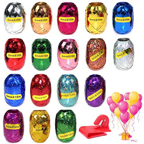 Geschenkband Ringelband In Bunten Farben Hochwertiges Kräuselband Geschenkbänder Set zum Geburtstag Hochzeit Luftballons Geschenkverpackung Basteln (17 Rollen 10m) von UGBO