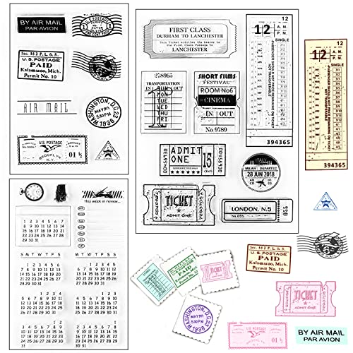 Silikonstempel Clear Stamps Vintage Set Stempel Silikon Calendar Travel Months Planner Silicone Stamps für DIY Bullet Journal Scrapbooking Fotoalbum Stempelset Decor 3 Blätter von UGBO