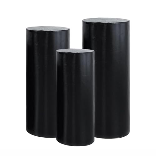 UGCER Zylinderständer-Abdeckungen für Partys, Metall-Zylinder-Sockelständer-Schonbezüge, elastische dekorative Abdeckungen für Hochzeiten, Geburtstage, Event-Dekoration,Schwarz,Large(Set of 3) von UGCER