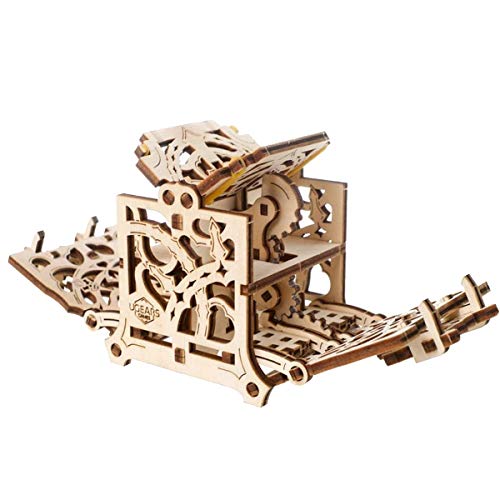 UGEARS 3D Modellbausatz Brettspiele Würfelbox - Dice Keeper - Holzkiste Aufbewahrungsbox für Würfel Kasten Holzbausatz Würfelspiele Kartenspiele für Erwachsene Würfelbeutel Modellbau Set Spielezubehör von UGEARS