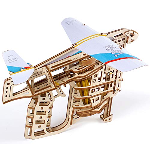UGEARS Flugzeug-Starterrampe 3D Modellbausatz - Modellbaukästen für Erwachsene Jugendliche - Lasergeschnittener 3D Puzzle Holzbausatz Kreatives 3D Holzpuzzle Erwachsene Modellbau Set ohne Klebstoff von UGEARS