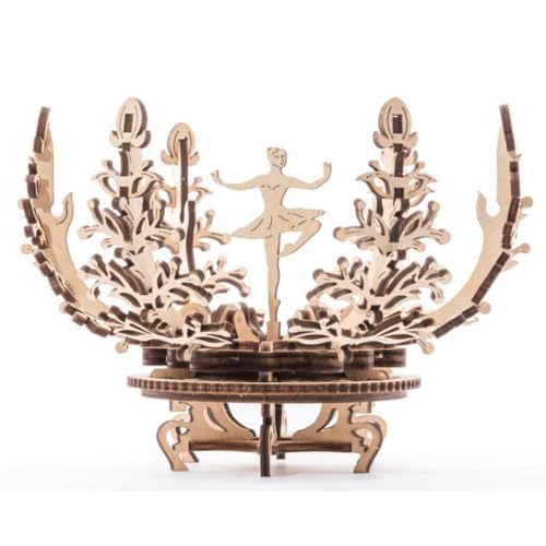 UGEARS Mechanical Flower-Etui 3D Holzpuzzle Erwachsene – Mechanische Schmuckdose mit Ballerina & Glücksbaum 3D Puzzle Erwachsene – Holzbausatz Schmuckkästchen Modellbausatz Holz - 101 Stücke von UGEARS