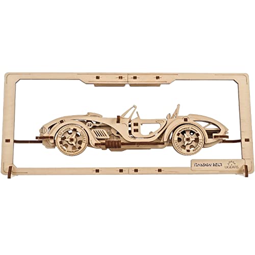 UGEARS Roadster MK3 2.5D Puzzle - Holzbausatz Auto für Erwachsene mit beweglichen Teilen - Perfekt für Fans von 3D Holzpuzzle und holzmodelle bausätze Auto - Inklusive integriertem Wandbild Rahmen von UGEARS