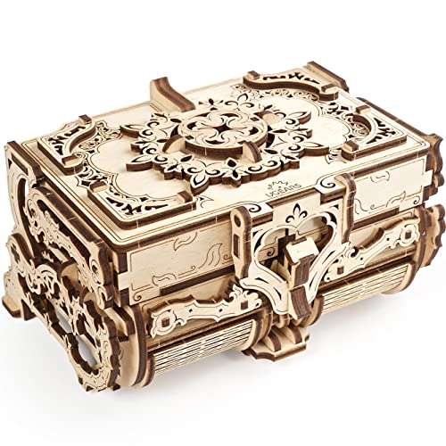 UGEARS Schatulle 3D Modellbausatz Holztruhe-3D Holzbausatz Schatzkiste-3D Puzzle Erwachsene Box (Antik-Schatulle) von UGEARS