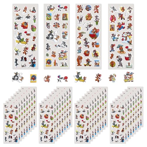 3D Aufkleber Tom Jerry für Kinder & Kleinkinder, 550+ Geschwollen Stickers, 3D Sticker für Auto Motorräder Fahrrad Skateboard Gepäck Laptop Aufkleber, Geeignet für Erwachsene Kinder(32 Bogen) von UHDS
