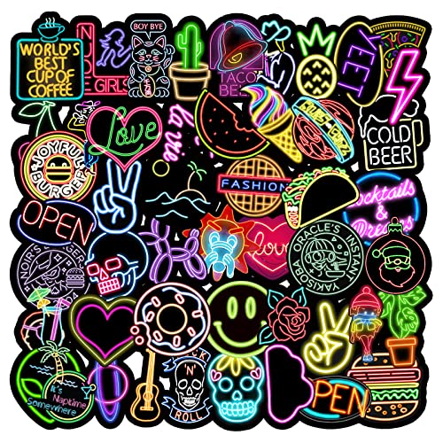 Aufkleber, 50 Stück Neon Sticker Set Wasserdicht Vinyl Stickers Graffiti Style Decals für Auto Motorräder Fahrrad Skateboard Gepäck Laptop Aufkleber, Geeignet für Erwachsene Kinder Aufkleber, 50 Stück Neon Sticker Set Wasserdicht Vinyl Stickers Graffiti Style Decals für Auto Motorräder Fahrrad Skateboard Gepäck Laptop Aufkleber, Geeignet für Erwachsene Kinder von UHDS