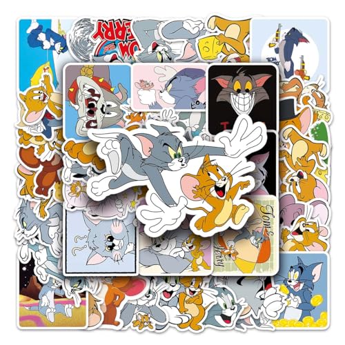 Aufkleber, 50 Stück Tom Jerry Sticker Set Wasserdicht Vinyl Stickers Graffiti Style Decals für Auto Motorräder Fahrrad Skateboard Gepäck Laptop Aufkleber, Geeignet für Erwachsene Kinder von UHDS