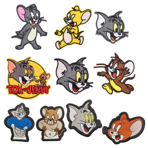 Bestickte Aufnäher zum Aufnähen oder Aufbügeln, 10 Stück Tom Jerry Flicken zum Aufbügeln Kinder Erwachsene zum Aufnähen oder Aufbügeln auf Kleidung, Kleid, Hut, Jeans, DIY-Zubehör Bestickte Aufnäher zum Aufnähen oder Aufbügeln, 10 Stück Tom Jerry Flicken zum Aufbügeln Kinder Erwachsene zum Aufnähen oder Aufbügeln auf Kleidung, Kleid, Hut, Jeans, DIY-Zubehör von UHDS
