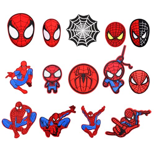 Bestickte Aufnäher zum Aufnähen oder Aufbügeln, 14 Stück Spiderman Flicken zum Aufbügeln Kinder Erwachsene zum Aufnähen oder Aufbügeln auf Kleidung, Kleid, Hut, Jeans, DIY-Zubehör Bestickte Aufnäher zum Aufnähen oder Aufbügeln, 14 Stück Spiderman Flicken zum Aufbügeln Kinder Erwachsene zum Aufnähen oder Aufbügeln auf Kleidung, Kleid, Hut, Jeans, DIY-Zubehör von UHDS