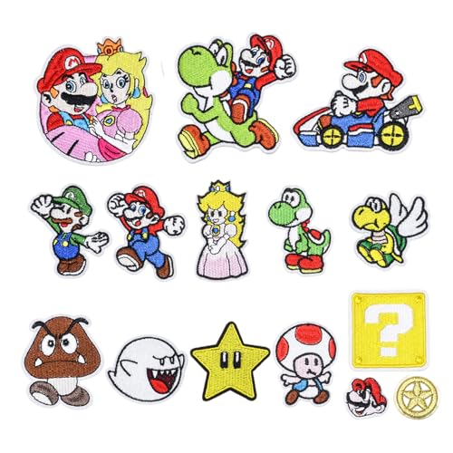 Bestickte Aufnäher zum Aufnähen oder Aufbügeln, 15 Stück Mario Flicken zum Aufbügeln Kinder Erwachsene zum Aufnähen oder Aufbügeln auf Kleidung, Kleid, Hut, Jeans, DIY-Zubehör Bestickte Aufnäher zum Aufnähen oder Aufbügeln, 15 Stück Mario Flicken zum Aufbügeln Kinder Erwachsene zum Aufnähen oder Aufbügeln auf Kleidung, Kleid, Hut, Jeans, DIY-Zubehör von UHDS