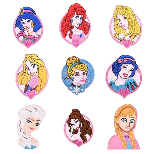 Bestickte Aufnäher zum Aufnähen oder Aufbügeln, 9 Stück Princess Flicken zum Aufbügeln Kinder Erwachsene zum Aufnähen oder Aufbügeln auf Kleidung, Kleid, Hut, Jeans, DIY-Zubehör Bestickte Aufnäher zum Aufnähen oder Aufbügeln, 9 Stück Princess Flicken zum Aufbügeln Kinder Erwachsene zum Aufnähen oder Aufbügeln auf Kleidung, Kleid, Hut, Jeans, DIY-Zubehör von UHDS