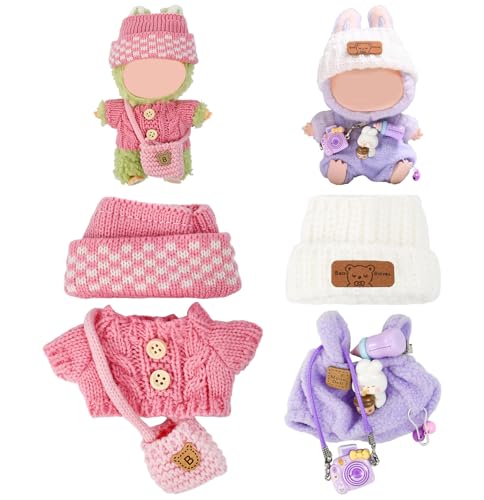 UHETLET 6 Pcs Puppe Kleidung für 17cm Plüsch Puppenkleidung Puppe Outfit Zubehör Set Kleidung Hut Kamera-Anhänger puppenkleidung Mini Plüschpuppe Kleidung Plüsch for Girls für 17 cm Große Puppen von UHETLET