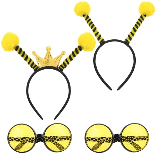 UHOMENY Bienenkostüm-Set, 4-teiliges Bienen-Haarreif und 2-teiliges Brillen-Set, gelbe Antennen-Stirnband mit Bienen-Brille für Bienentag, Party, Halloween, Cosplay, Gastgeschenke UHOMENY Bienenkostüm-Set, 4-teiliges Bienen-Haarreif und 2-teiliges Brillen-Set, gelbe Antennen-Stirnband mit Bienen-Brille für Bienentag, Party, Halloween, Cosplay, Gastgeschenke von UHOMENY