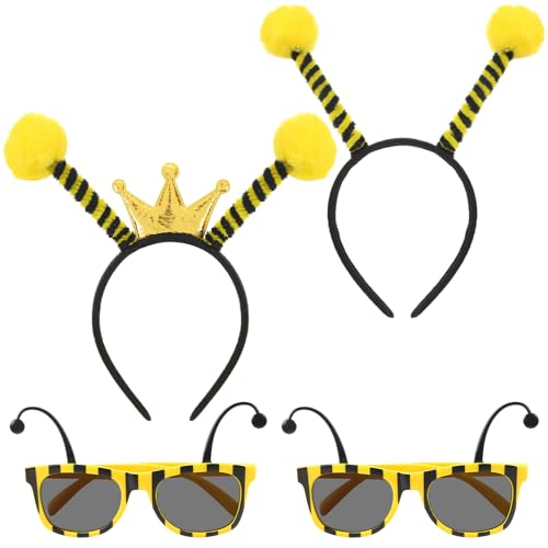 UHOMENY Bienenkostüm-Set, 4-teiliges Bienen-Haarreif und 2-teiliges Brillen-Set, gelbe Antennen-Stirnband mit Bienen-Brille für Bienentag, Party, Halloween, Cosplay, Gastgeschenke UHOMENY Bienenkostüm-Set, 4-teiliges Bienen-Haarreif und 2-teiliges Brillen-Set, gelbe Antennen-Stirnband mit Bienen-Brille für Bienentag, Party, Halloween, Cosplay, Gastgeschenke von UHOMENY