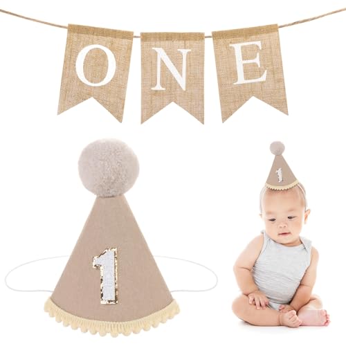 UHOMENY Birthday-Kronenflagge zum 1. Geburtstag und 1 Banner für 1 Jahr, Party-Dekoration für Jungen und Mädchen UHOMENY Birthday-Kronenflagge zum 1. Geburtstag und 1 Banner für 1 Jahr, Party-Dekoration für Jungen und Mädchen von UHOMENY